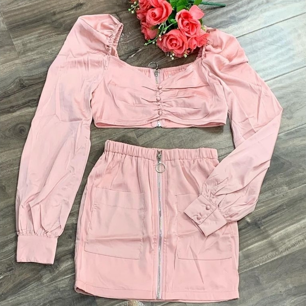 Satin Barbie Pink Skirt Set